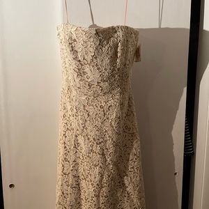 Carmen Marc Valvo- Signature collection French lcream mid length dress